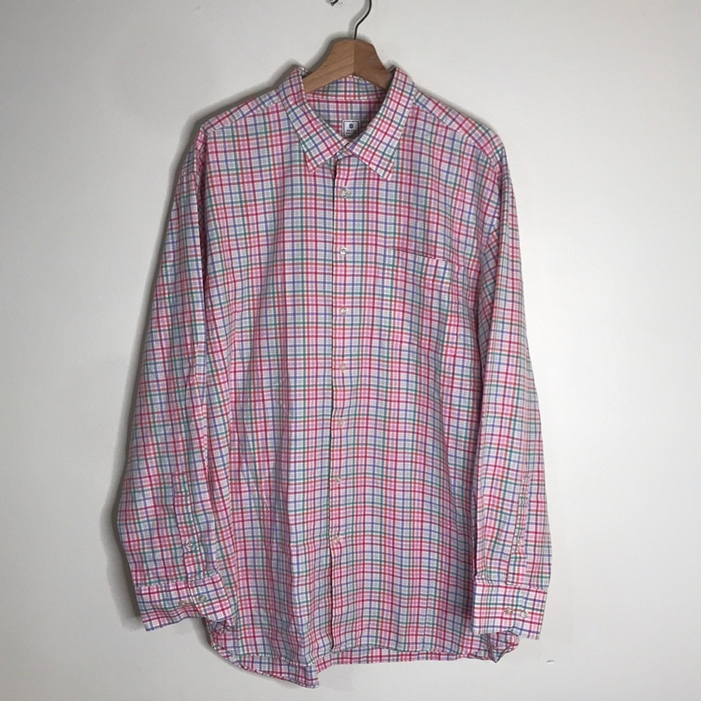 Peter millar mens long sleeve button down striped 100% cotton dress shirt XL